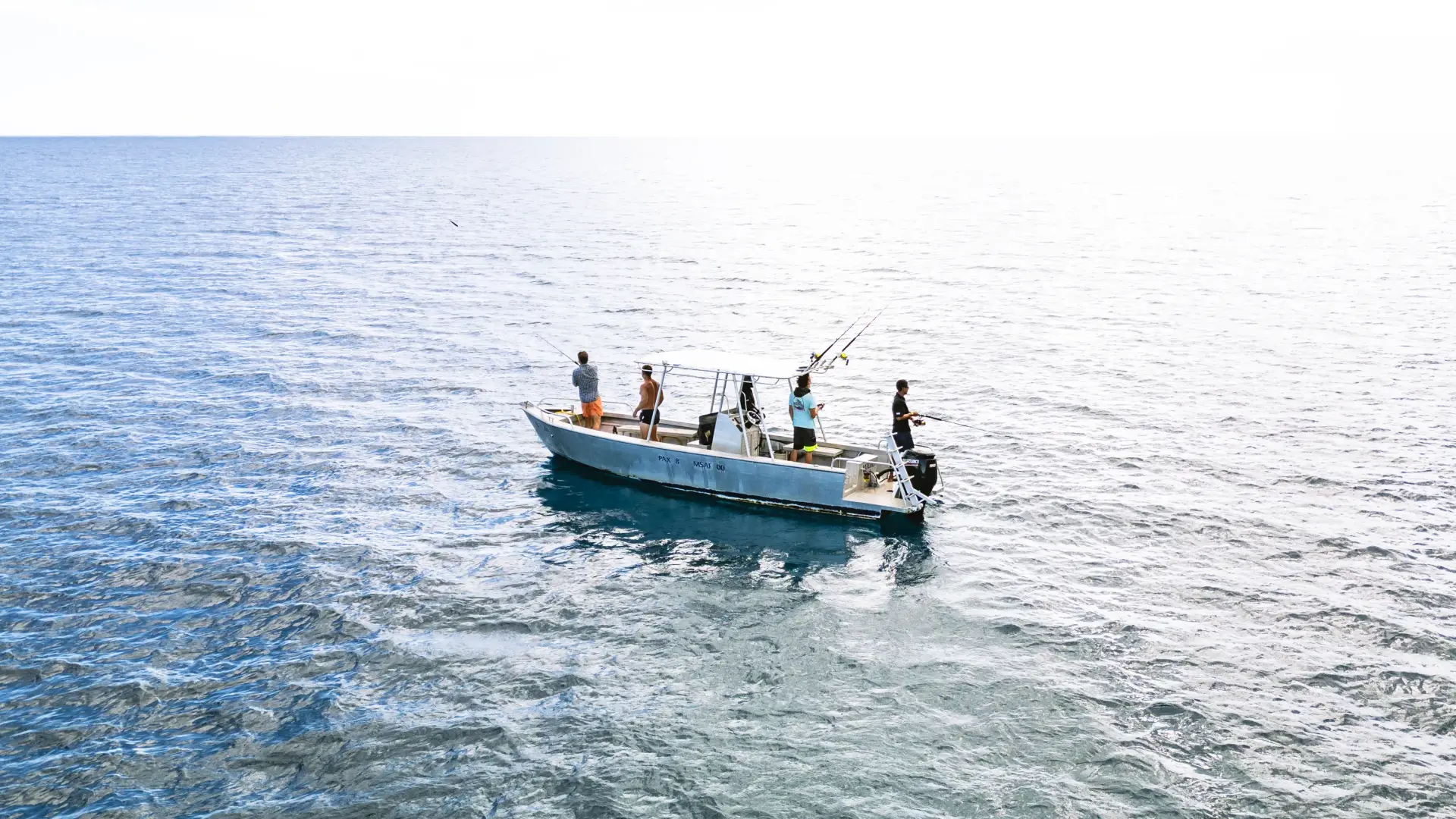 Fishing boat drone view Coral Coast